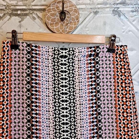 Vintage J.Crew Geometric Print Boho Pencil Skirt Business/Career Core Size 2/XS - Picture 4 of 12